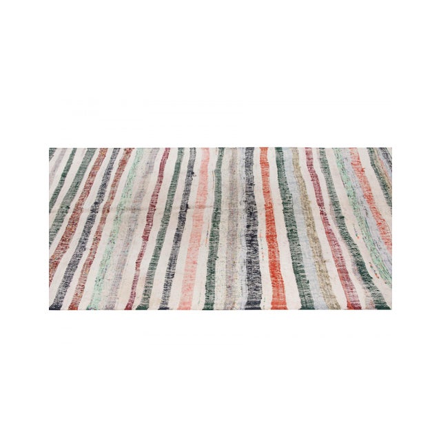 Vintage Striped Turkish Rag Rug - 4`11" X 10`3" For Sale - Image 4 of 6