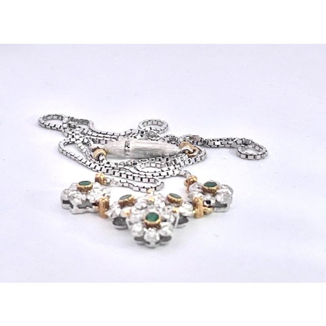 1980s Buccellati Garland Necklace Emeralds Diamonds 18k For Sale - Image 9 of 9