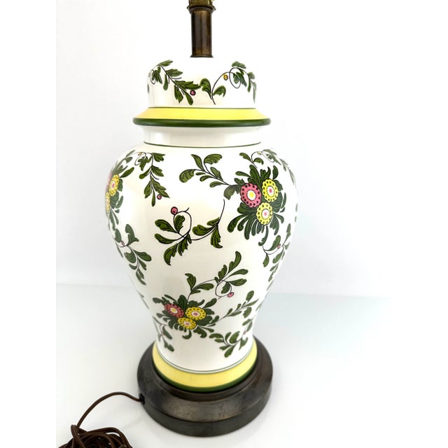 1960's Vintage Floral Mid-Century Hand Painted Lamp For Sale - Image 4 of 12