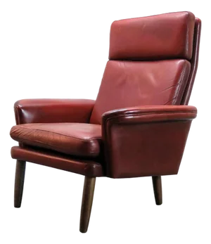 Danish High Back Leather Lounge Chair, 1960