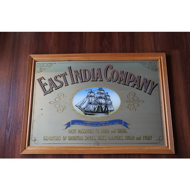 Vintage British East India Company Sailing Ship Reverse-Glass Pub Mirror For Sale - Image 4 of 18