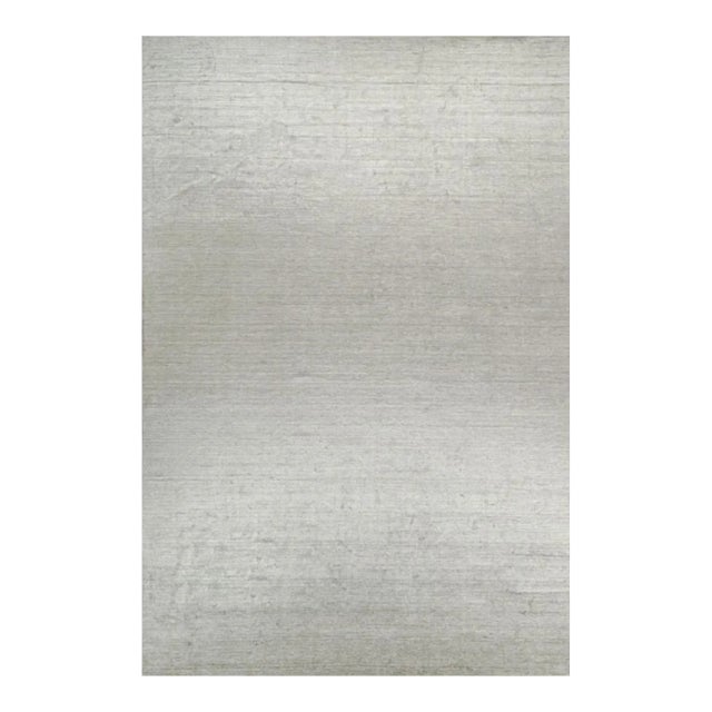 2010s Rug & Kilim’s Modern Rug in Solid Gray and Off-White Striae - 12x18 For Sale