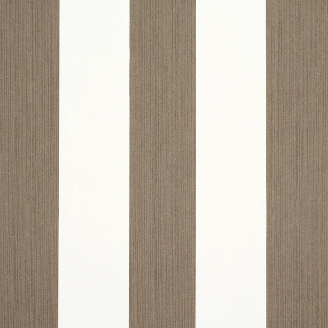 Schumacher Edwin Stripe Wide Wallpaper in Mocha For Sale
