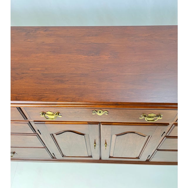 Late 20th Century Henkel Harris Virginia Galleries Solid Wild Black Cherry Triple Dresser For Sale - Image 14 of 18
