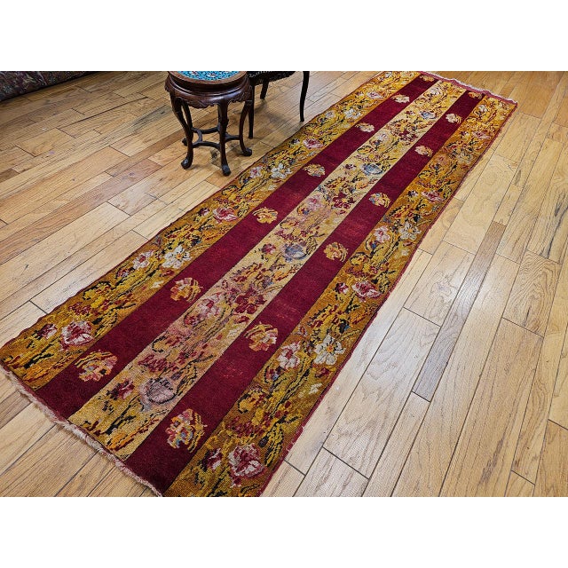 Vintage French Aubusson Runner, Hand-Knotted Wool, Floral Design, 4' X 13' For Sale - Image 11 of 11
