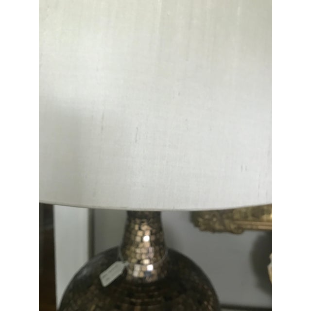 Brown John Richard Table Lamp. Gold and Brown Mosaic Glass Lamp With Beige Silk Shade With Gold Leaf Lining For Sale - Image 8 of 8