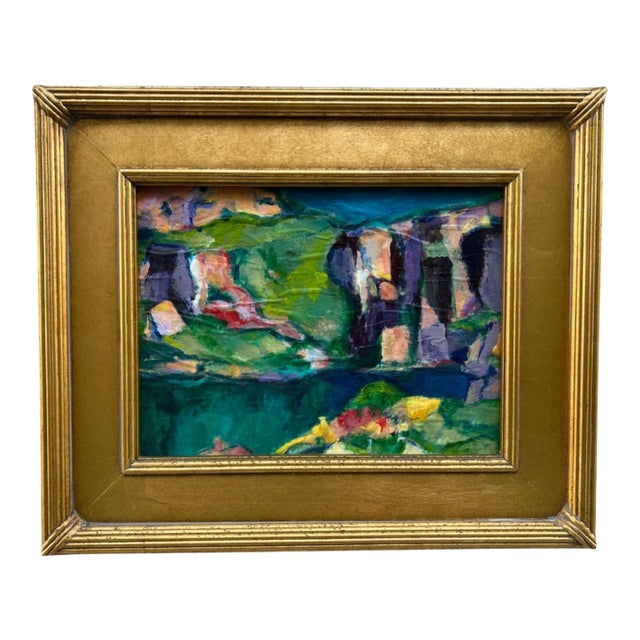 Framed Acrylic "Rock Quarry" Painting, Signed K. Bergstrom-Catriona For Sale