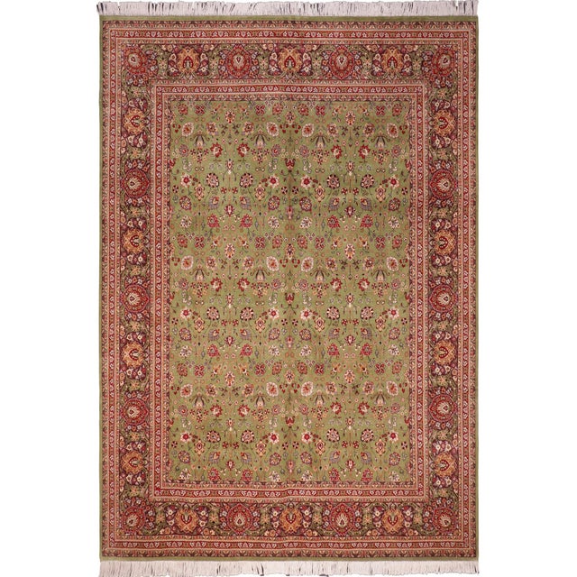 Traditional 1990's Floral Pak-Persian Green/Aubergine Wool Rug - 8'1'' X 10'0'' For Sale - Image 9 of 9