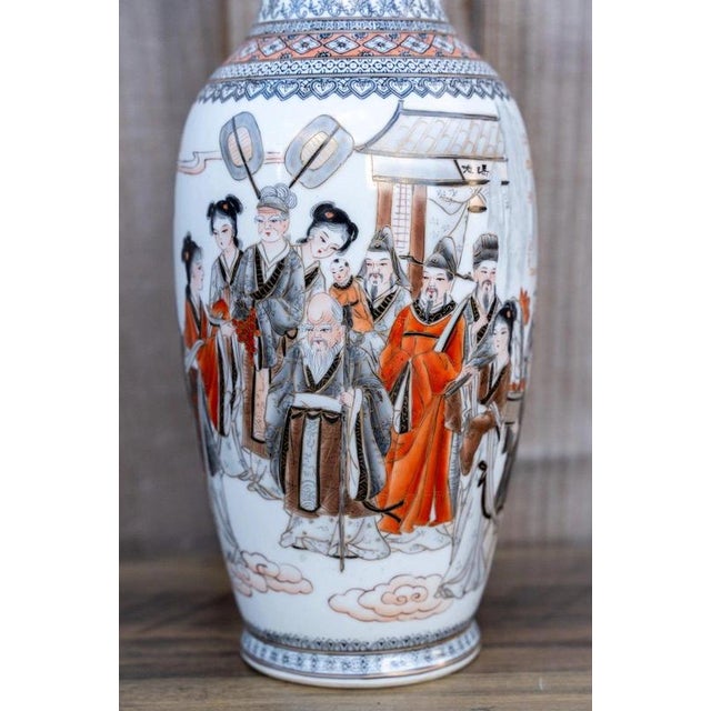 20th Century Chinese Famille Rose Grisaille & Iron Red Porcelain Vase For Sale - Image 14 of 18