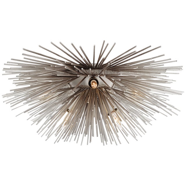 Strada Small Flush Mount in Burnished Silver Leaf Designer: Kelly Wearstler Mounting: Flush Shade Detail: No Option...