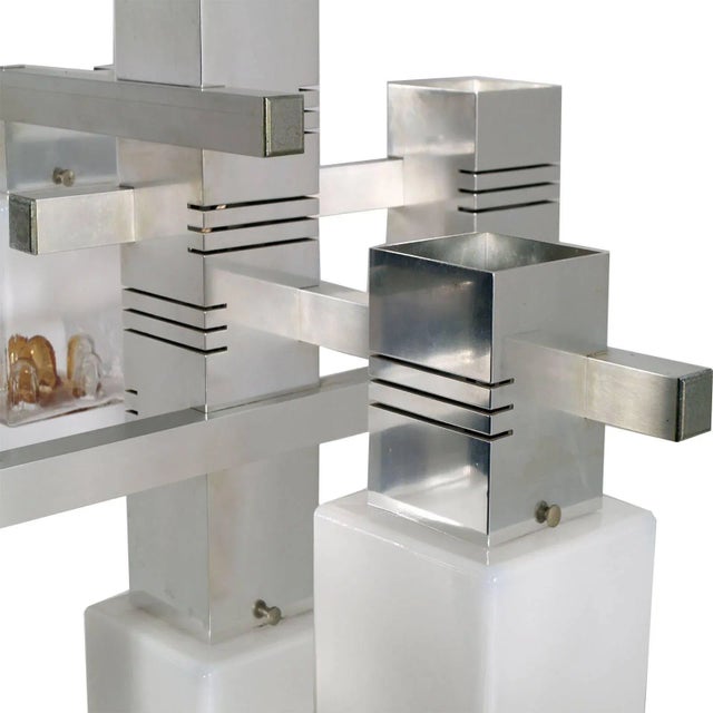 AVMazzega Cubic Chandelier in Chromed Metal by Gaetano Sciolari for Mazzega, 1970s For Sale - Image 4 of 6