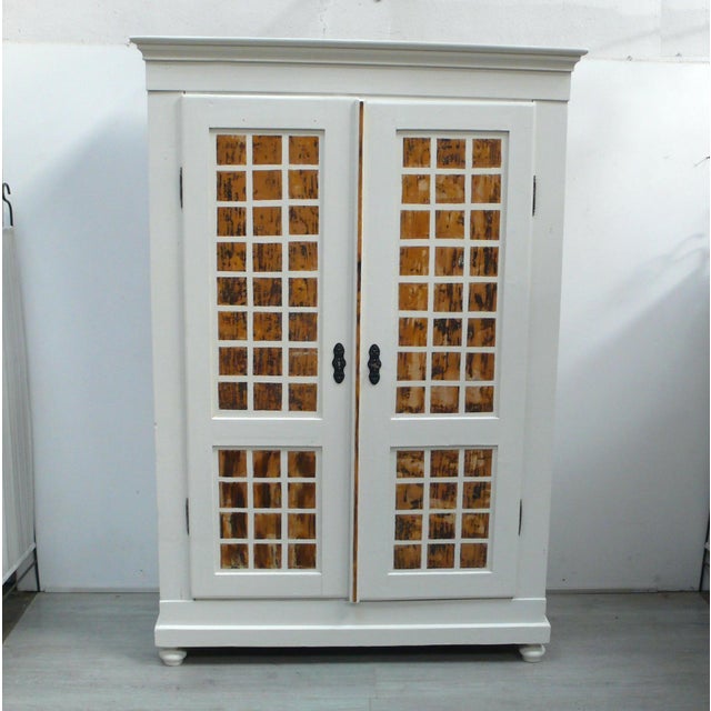 Wilhelminian-style hall closet / wardrobe with a dovetail joint, very easy to assemble; made of softwood with 2 doors, 3...