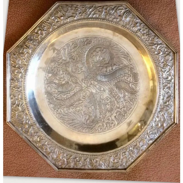 Chinese Octagonal Silver Footed Plate For Sale - Image 4 of 13