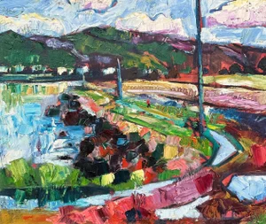 Expressionist Landscape California Oil Painting Original ‘Berkeley’ Hartman