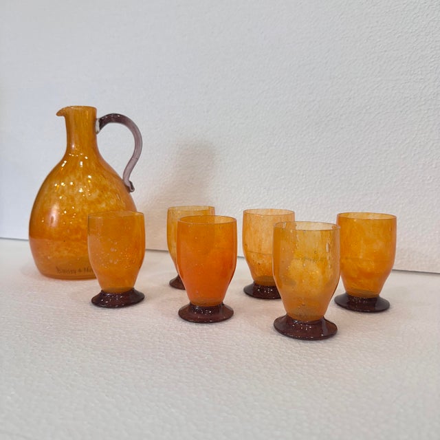 20th Century Art Deco Liquor Set with Jug and Glasses from Daum Crystal, France, 1940s, Set of 7 For Sale - Image 9 of 18