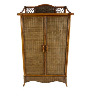Vintage Wardrobe in Rattan and Bamboo For Sale