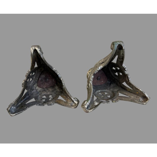 Pair of Antique Gothic Silver Plate 21" Alter Candlesticks For Sale - Image 9 of 10