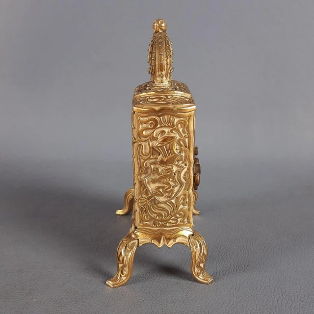 1960s Mechanical Table Alarm Clock in Gil Metal from Emes, 1960s For Sale - Image 5 of 15