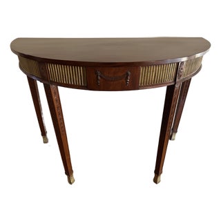 Antique Highly Decorative Mahogany Edwardian Demi-Lune Console Table For Sale