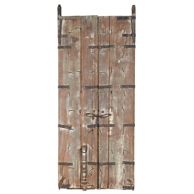 Antique Indian Painted Teakwood Door, C. 1880 For Sale - Image 4 of 4