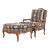 Thomasville French Provincial Louis XV Carved Walnut Upholstered Fauteuil and Ottoman For Sale