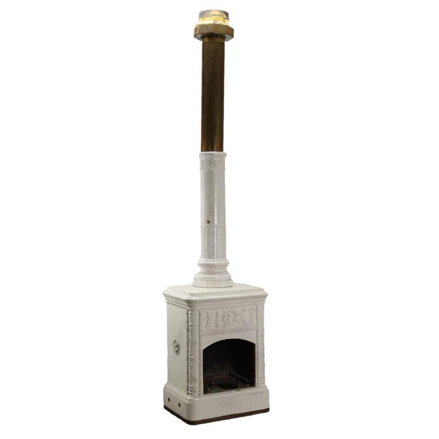 Neoclassical Style Fireplace Stove in Ceramic For Sale - Image 14 of 14