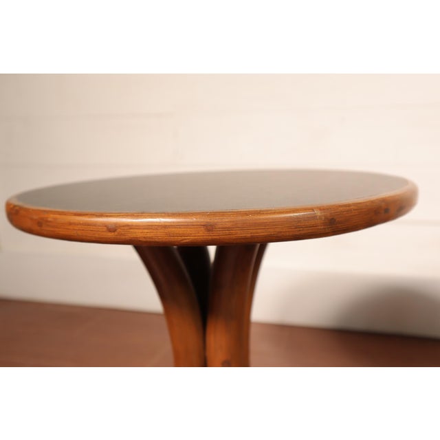 1960s Vintage Pair Bent Rattan Occasional Side Table Boho Bohemian Tiki Eclectic 60's 70's Ficks Reed Style For Sale - Image 5 of 9