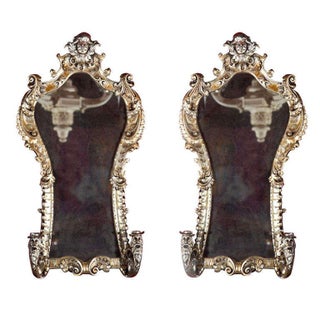 French Rococo Style Mirrored Sconces, Pair For Sale