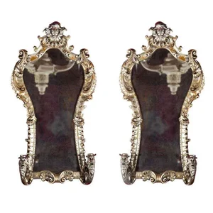 French Rococo Style Mirrored Sconces, Pair