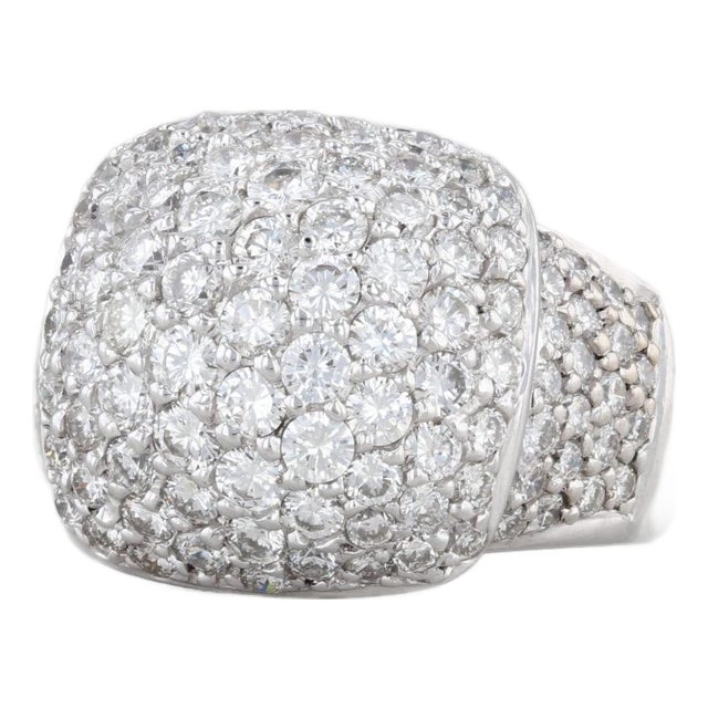 2.40ctw Diamond Cluster Ring 18k White Gold Size 6.75-7 Cocktail For Sale