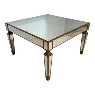 Mid-Century Hollywood Regency Italian Giltwood & Mirror Coffee Table For Sale