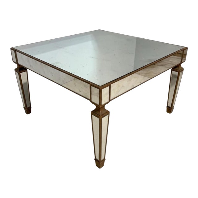 Mid-Century Hollywood Regency Italian Giltwood & Mirror Coffee Table For Sale