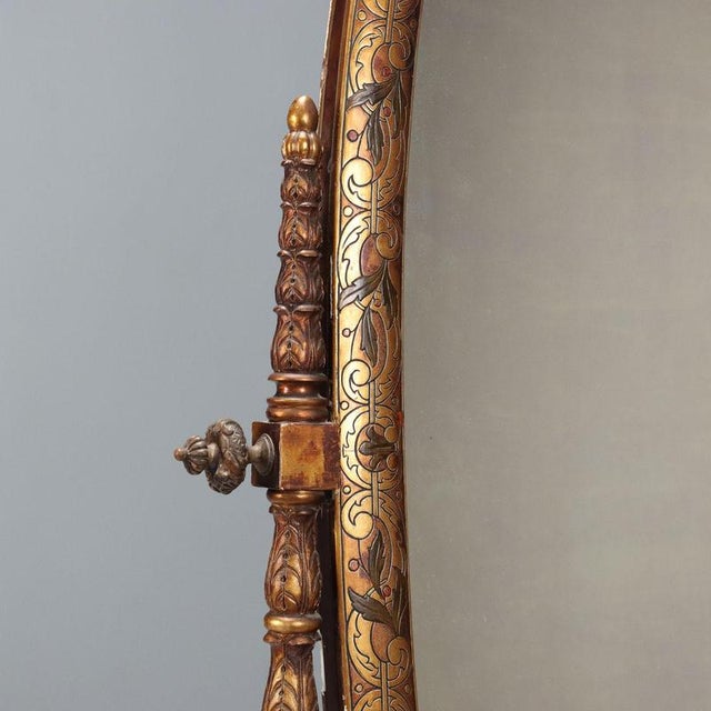 Tilting Oval Mirror with Leaf Carvings For Sale - Image 5 of 10