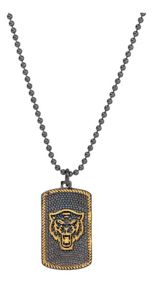 Powerful Lion Medallion Sterling Silver & Gold Chain Necklace
