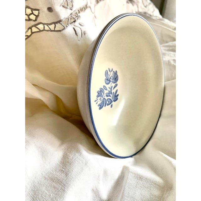 Vintage Pfaltzgraff Yorktowne Classic Blue Floral on Tan Stoneware Usa Made Saucer and Mug /Cup / Soup /Bowl Set- 10 Pieces For Sale - Image 12 of 12