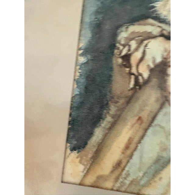 Vintage Watercolor Portrait of Old Man With Beard Original & Signed Gilded Wood Frame For Sale - Image 14 of 15