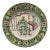 Midcentury Canton Style Hand Painted Enamel Plate With Green Figural Scene and Copper For Sale