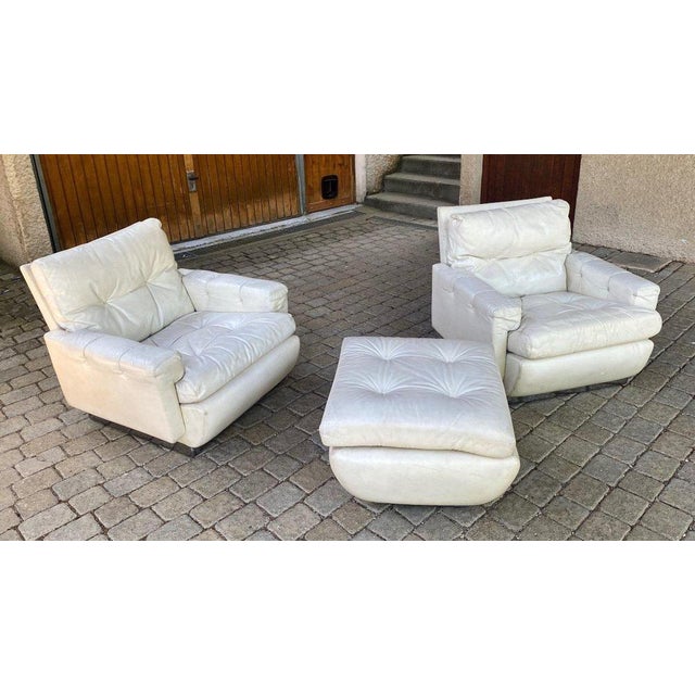 Armchairs and Ottoman by Jacques Charpentier, Set of 3 For Sale - Image 12 of 12