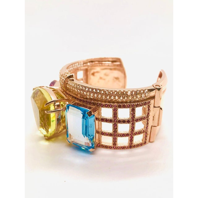Bochic ‘Capri’ Vintage Natural Amethyst, Lemon Topaz & Blue Topaz Bangle In 18K For Sale In New York - Image 6 of 15