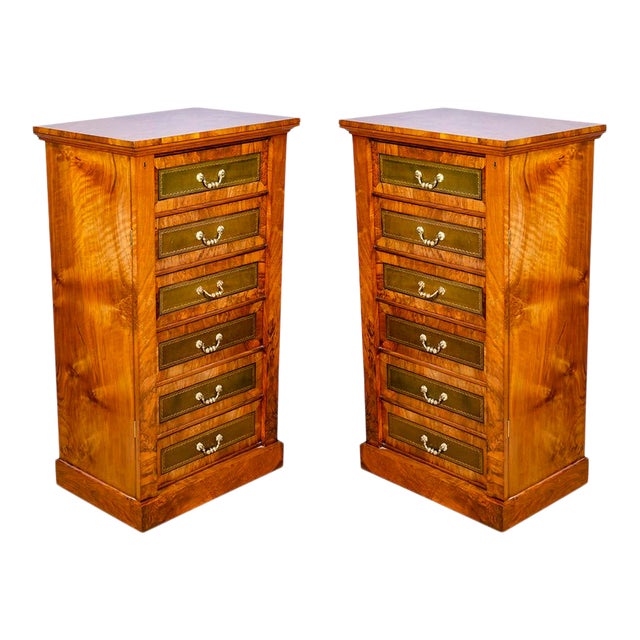 Pair of Victorian Walnut Wellington Chests For Sale