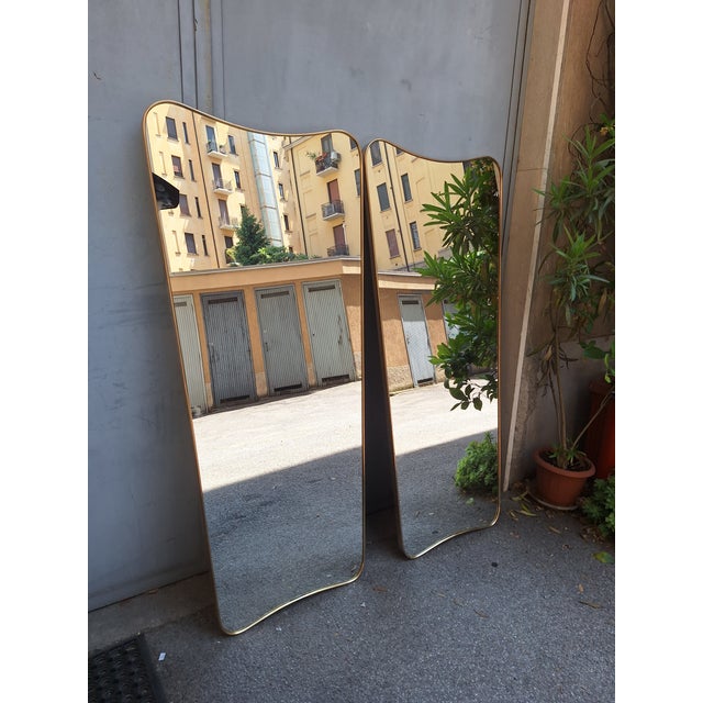 1990s Wall Mirror with Brass Frame in the style of Gio Ponti for Fountain Art Park of the Princes Naples, 1990s For Sale - Image 5 of 16