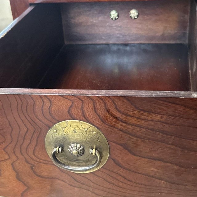 Late 20th Century Late 20th Century Japanese Edo–Meiji Style Puzzle Tansu Cabinet, Two-Piece Elmwood Chest With Brass Hardware For Sale - Image 5 of 14