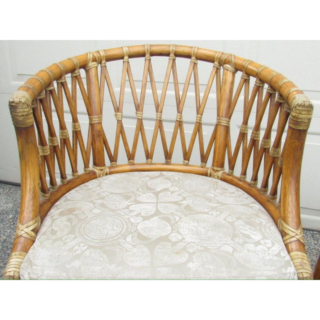 Pair of Vintage McGuire Rattan Barrel-Back Armchairs For Sale - Image 9 of 17
