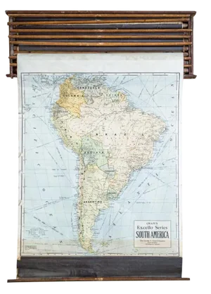 Crams 1938 South America Vintage Pull Down Map