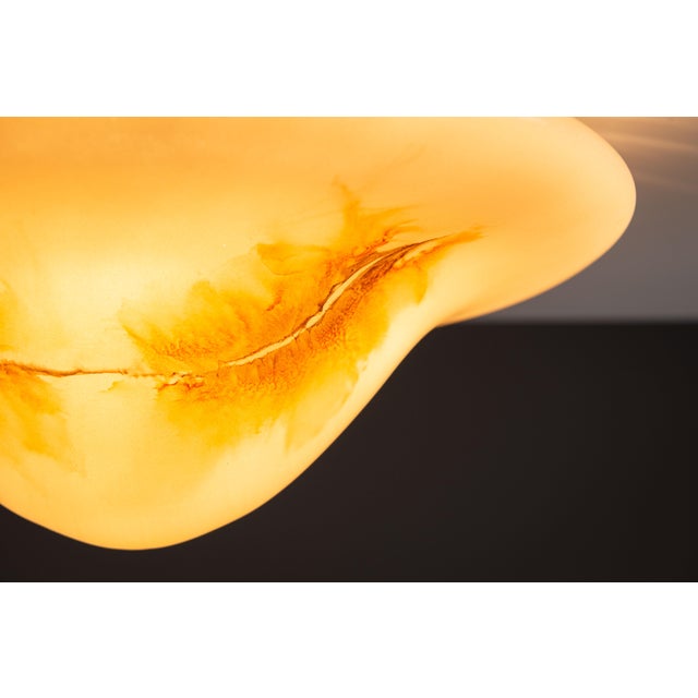 Yellow Vintage Decorated Ceiling Lamp from Rosdala Glasbruk, 1970s For Sale - Image 8 of 11