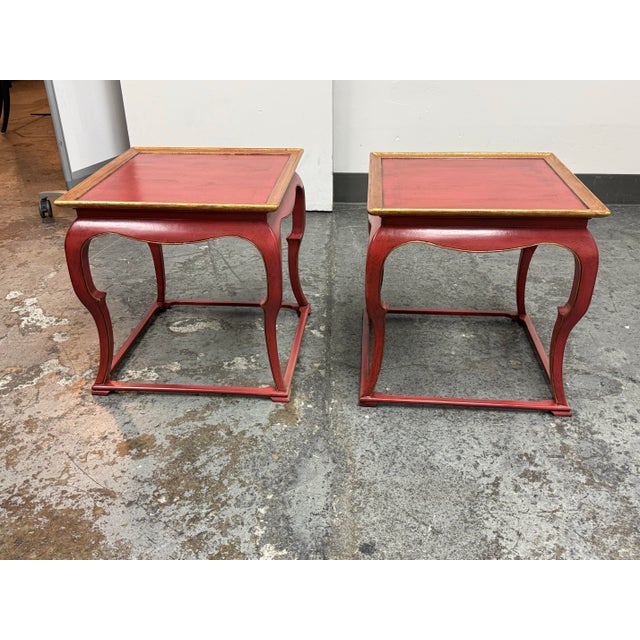 Design Plus Gallery presents a Pair of 19th-Century-Inspired Chinoiserie Accent Tables by Burton Ching Ltd. Each wood...