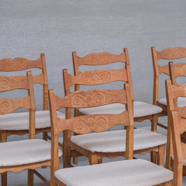 Mid-Century Danish Oak Dining Chairs attributed to Henning Kjaernulf, 1960s, Set of 8 For Sale - Image 11 of 14