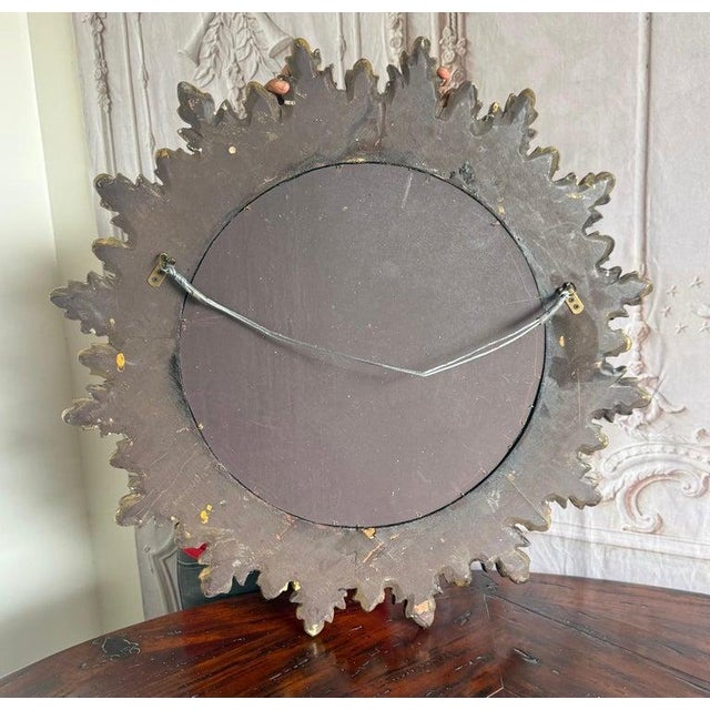 Mid-Century Giltwood Sunburst Mirror With Antiqued Mercury Glass For Sale In Los Angeles - Image 6 of 6
