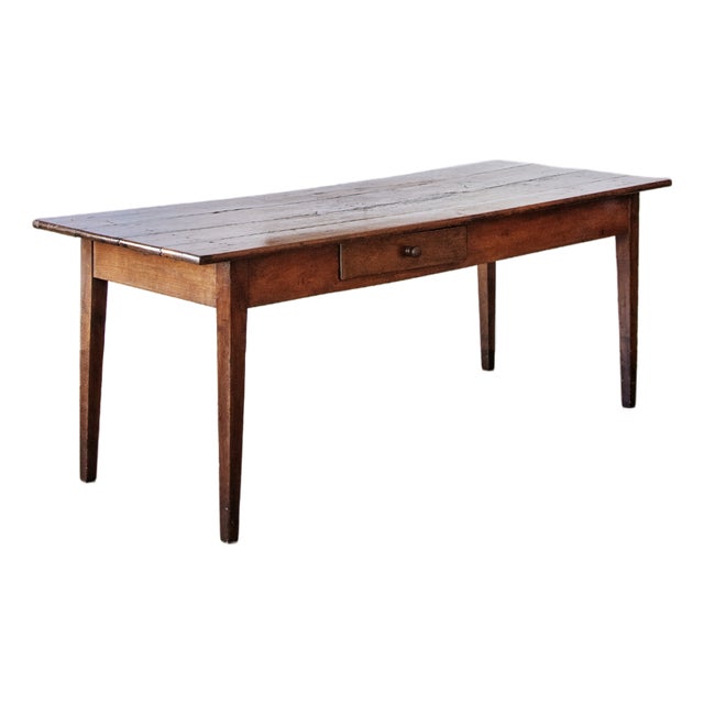 Antique French Provincial Farmhouse Dining Table With Two Drawers | 19th Century For Sale