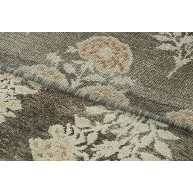Forest Green Contemporary Block Print Floral Natural Silk Runner by Rug & Kilim, India For Sale - Image 8 of 8